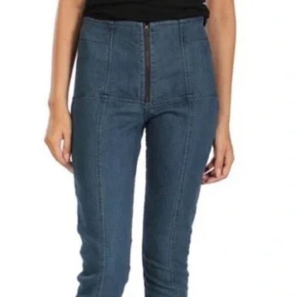 EUC Praire Underground Dark Blue "Girdle" High Rise Skinny Jeans Size Large - Picture 3 of 11